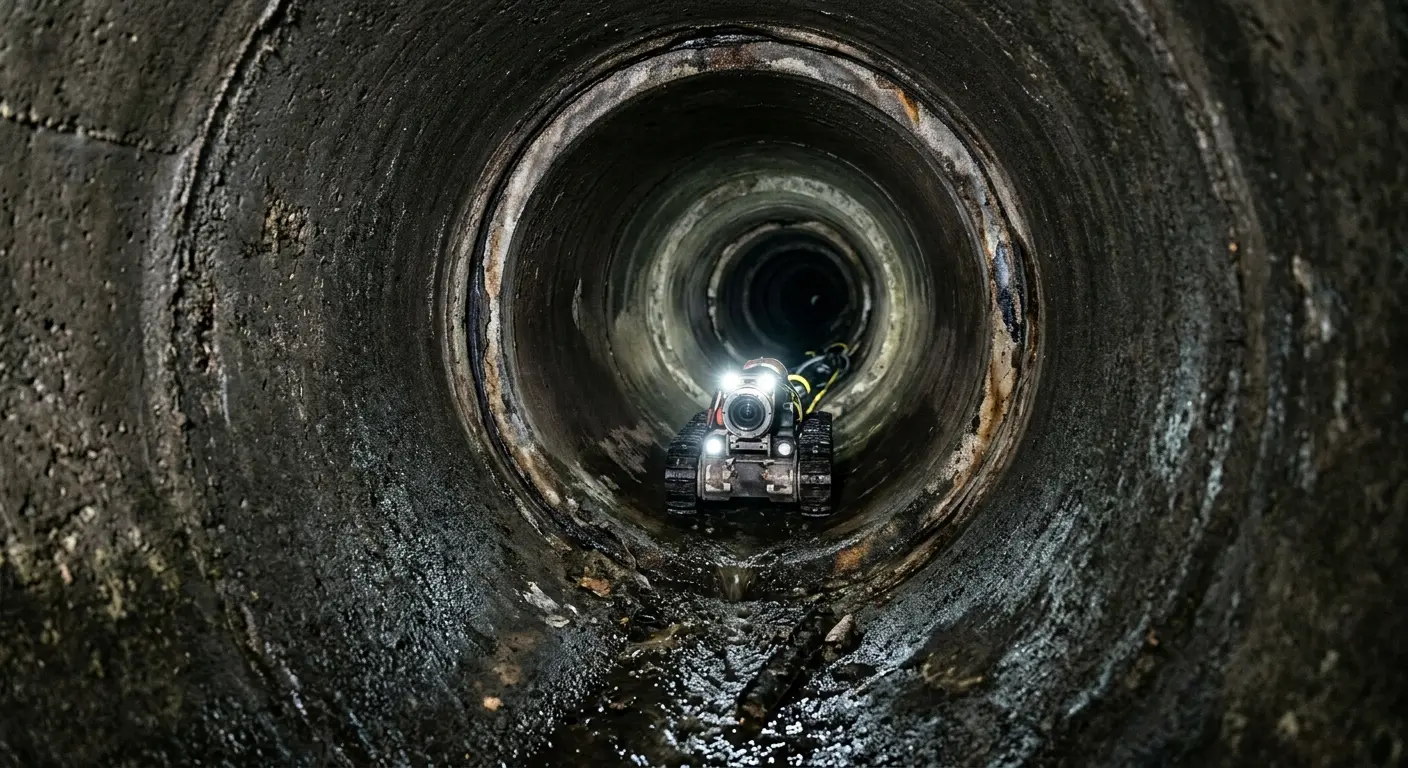 Robotic sewer camera inspecting pipe interior for Drain Snake Service in Fort Rucker